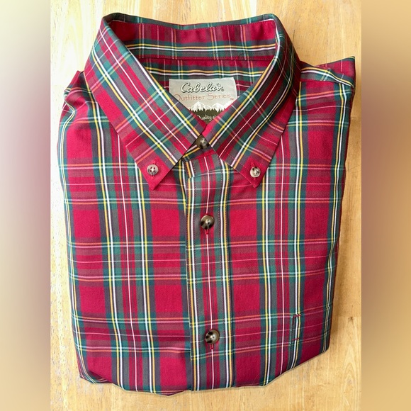 Cabela's Other - Men’s XL long sleeve button Cabela’s  outfitters series red green plaid holiday.